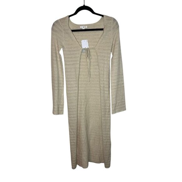 NWT BP. BEIGE CROCHET KNIT LONG SLEEVE CARDIGAN BOHO COVERUP WOMENS SIZE XS - Picture 4 of 8